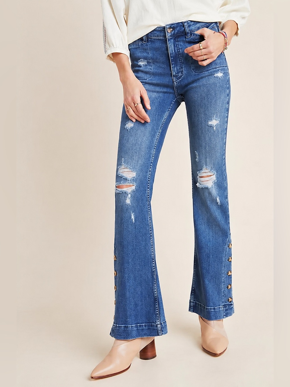 Anthropologie Pilcro High-Rise Bootcut Jeans — Medium Wash